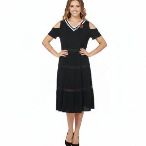 NWOT Embroidered Gauze Cold Shoulder Dress Size M